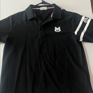 Moncler Black  Shirt with White Stripes short sleeve for women
